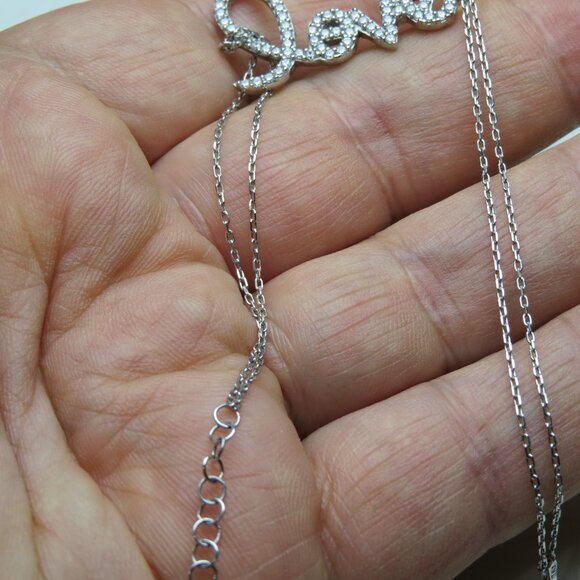 *925 Sterling Silver Diamond Love Bracelet - Picture 3 of 3